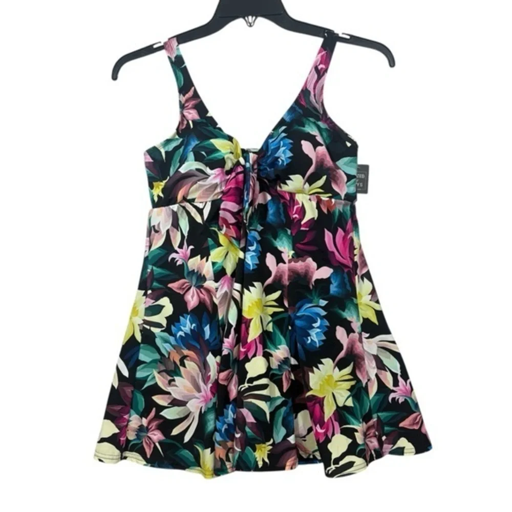 Swim Solutions NWT Women's Bow-Front Swim Dress One piece 12 - Picture 2 of 10